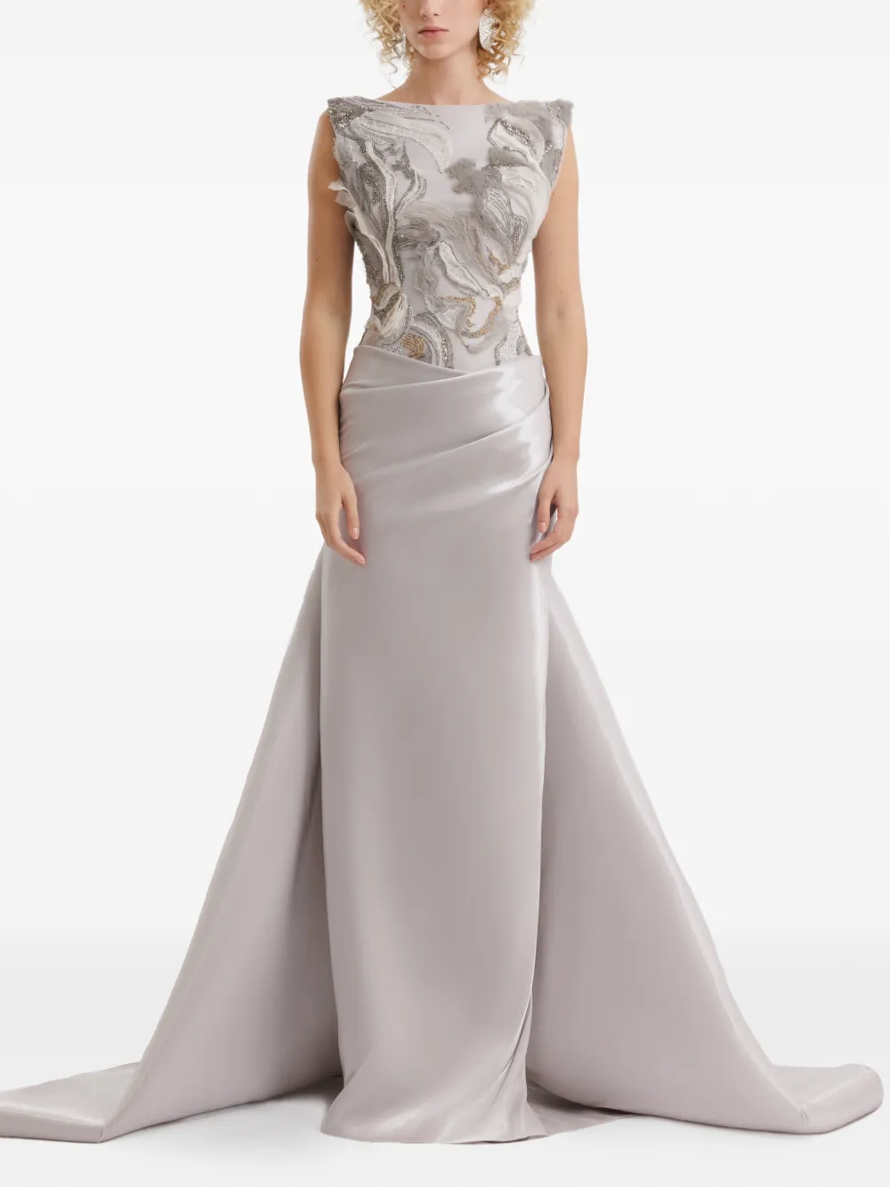 Gemy Maalouf embroidered draped maxi dress - Grijs