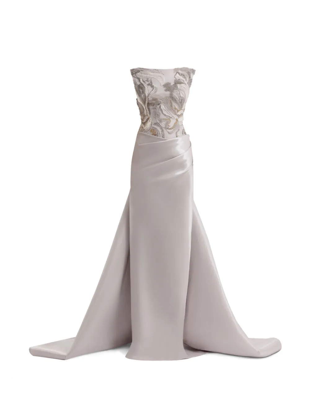 Gemy Maalouf embroidered draped maxi dress - Grigio