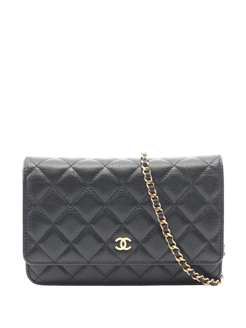 CHANEL Pre-Owned 2021-2025 CC Quilted Caviar Wallet on Chain crossbody bag - Nero