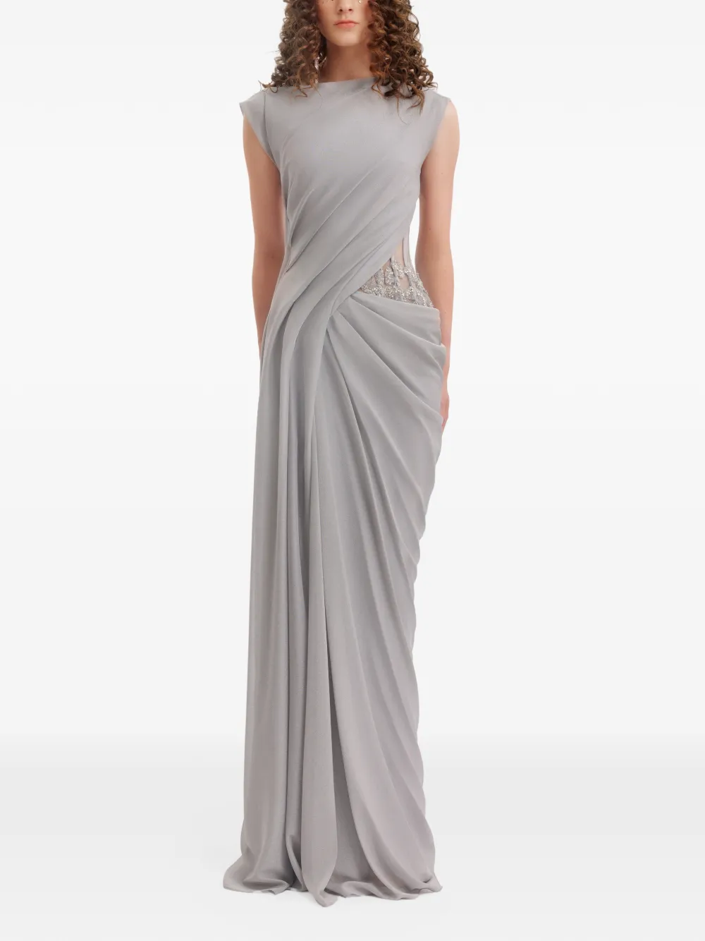 Gemy Maalouf draped high-neck gown - Grijs