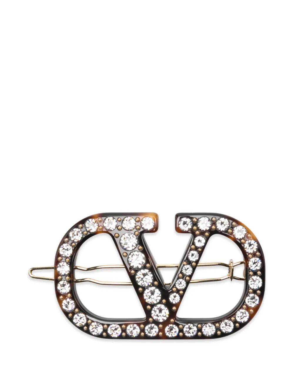 Valentino Garavani logo embellished hair accessory - Marrone