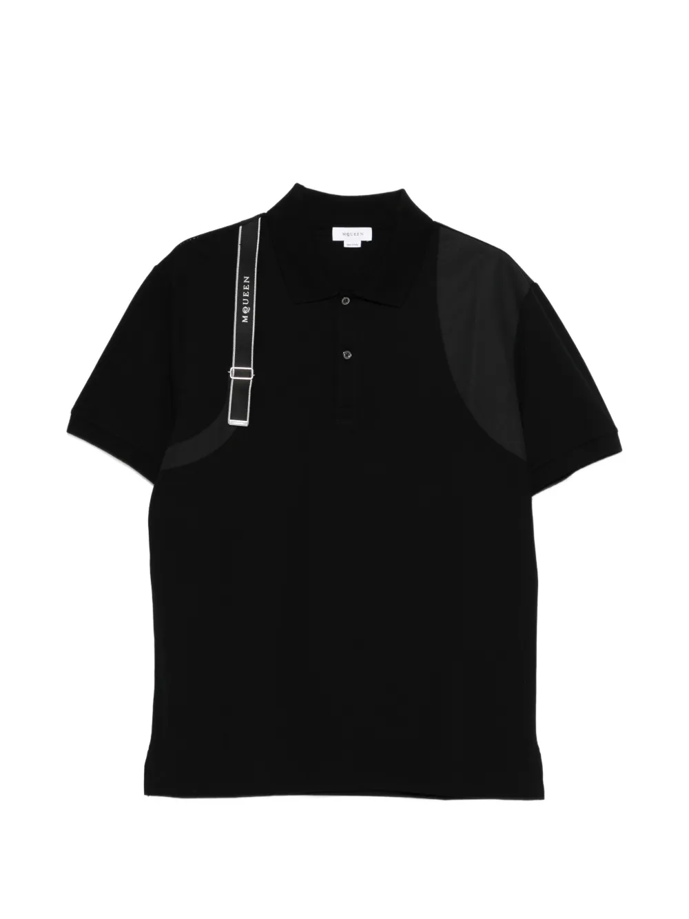 Alexander McQueen harness-detail panelled polo shirt - Schwarz
