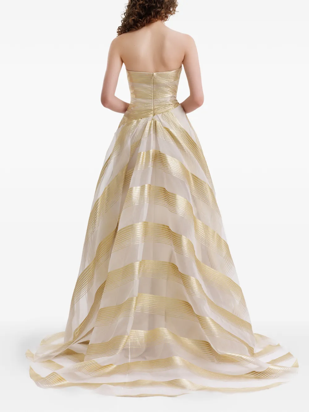 Gemy Maalouf Gesmockte off-shoulder avondjurk Beige
