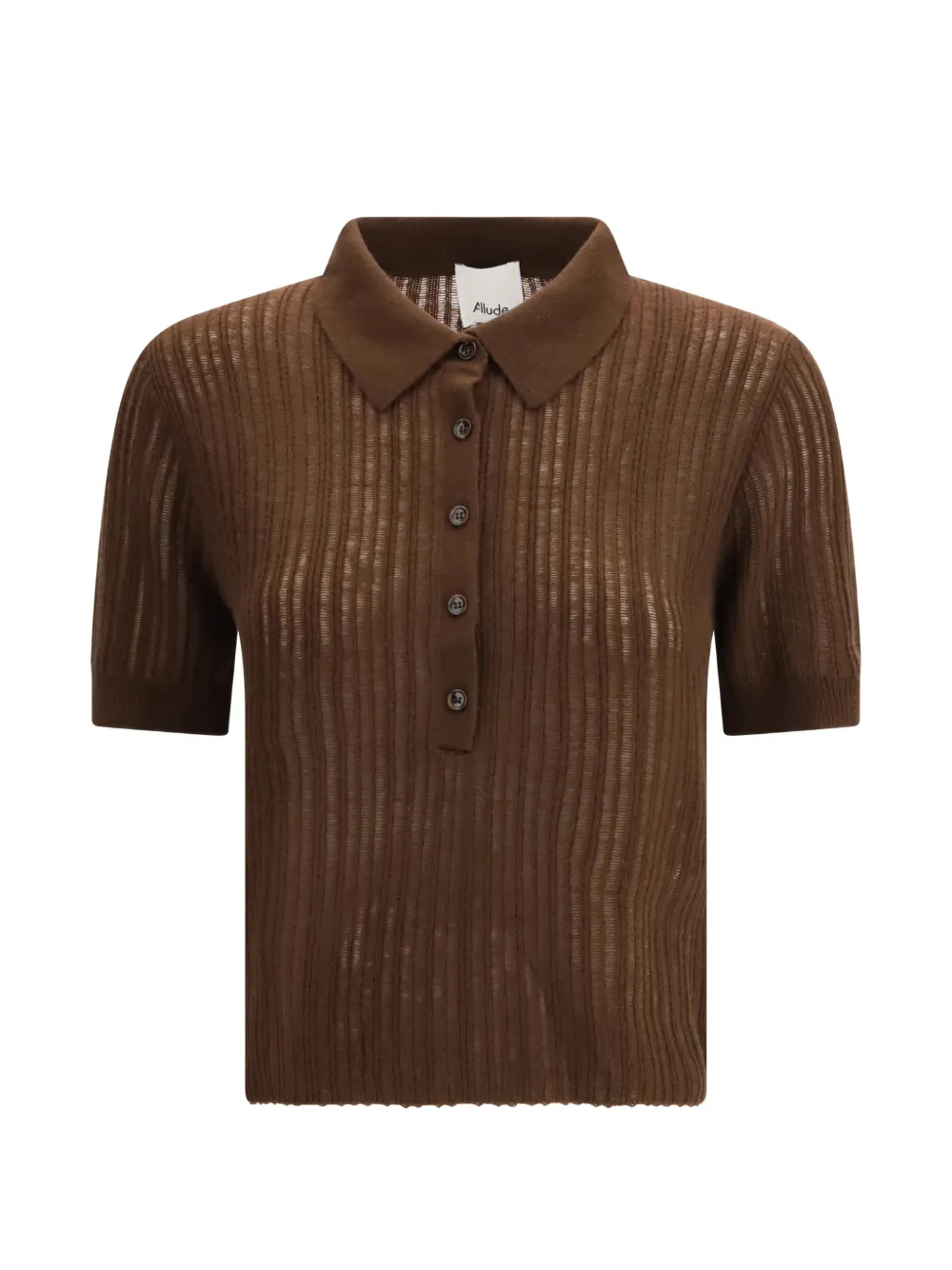 Allude button ribbed polo sweater - Marrone