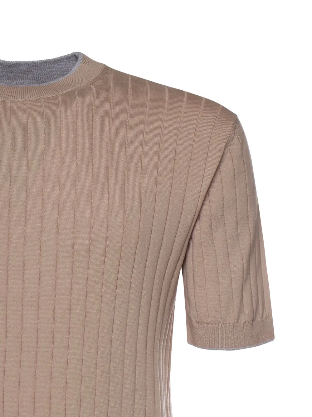 Eleventy Geribbeld T-shirt Beige