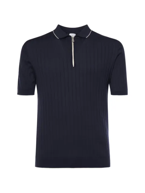 Eleventy ribbed zip-neck polo shirt