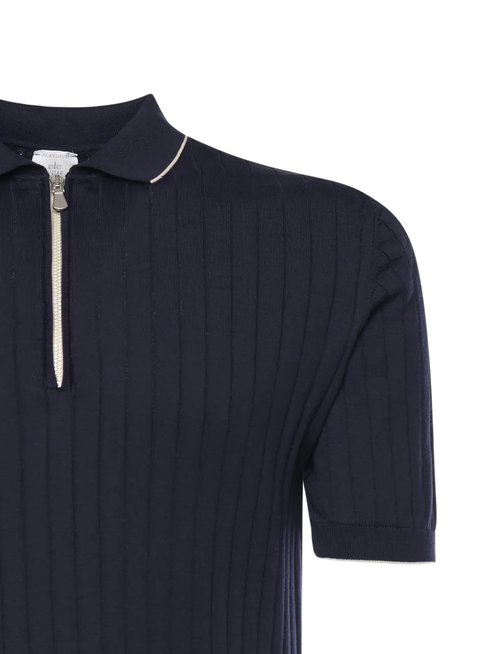 Ribbed Zip-Neck Polo Shirt