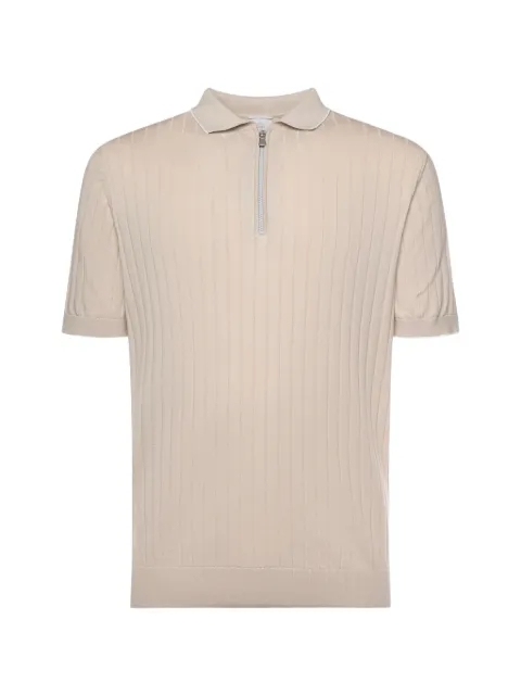 Eleventy zip-neck ribbed polo shirt