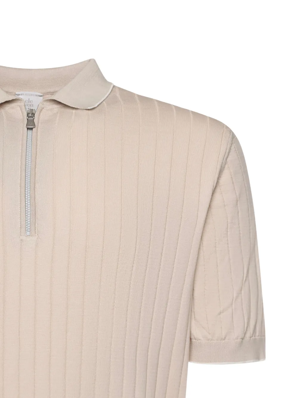 Eleventy Geribbeld poloshirt met rits Beige
