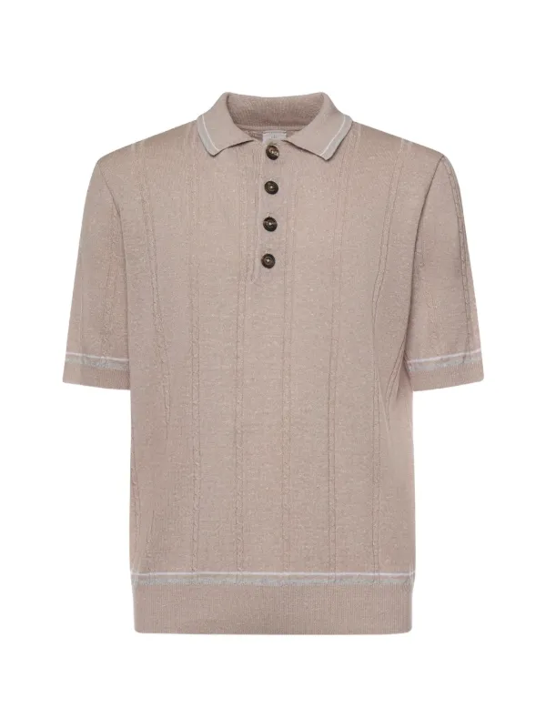 Eleventy Stripe-detail Polo Shirt in Neutrals
