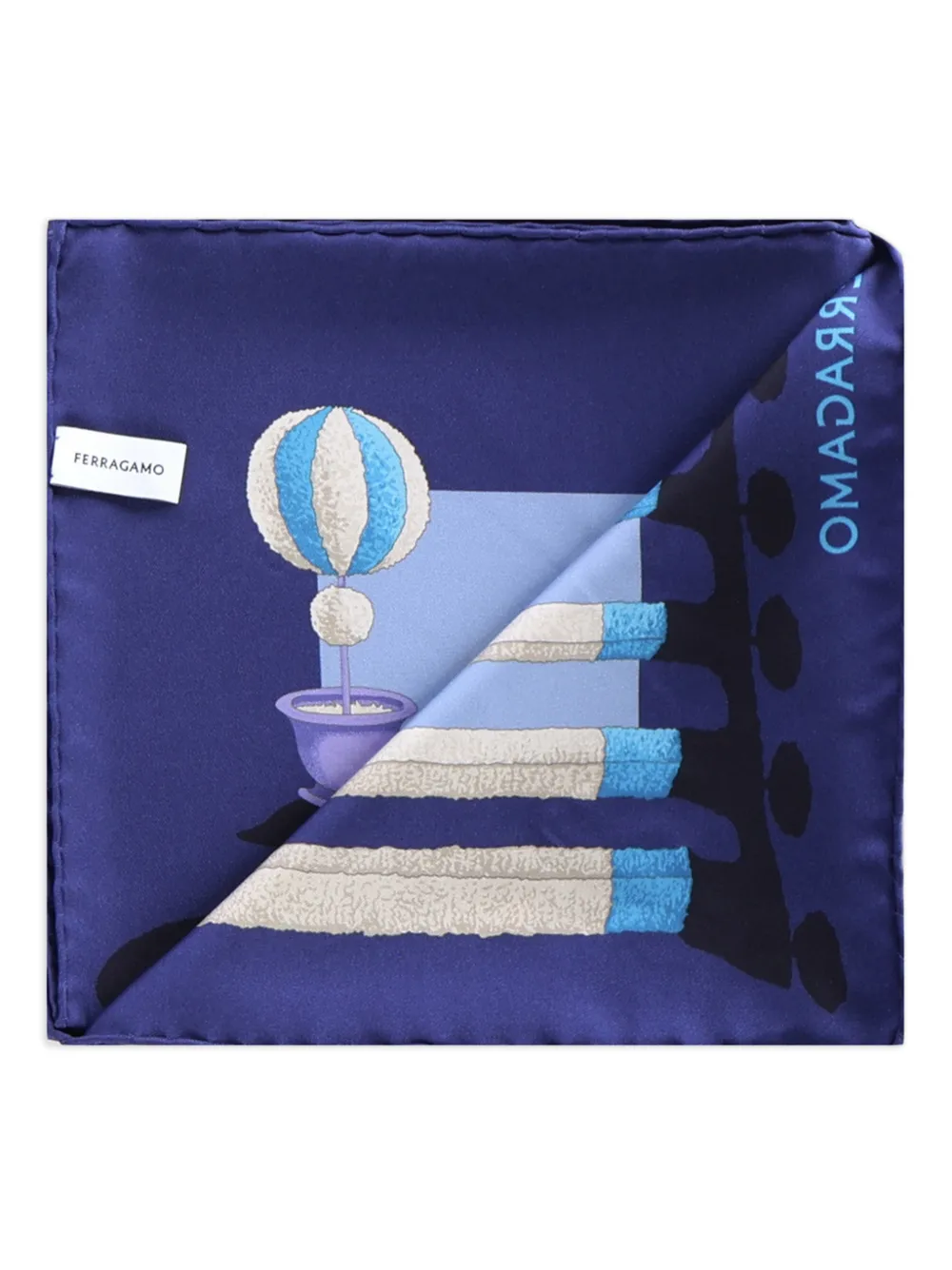 Ferragamo patterned scarf - Blauw