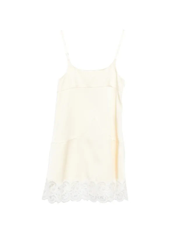 stella mccartney lace mini dress Lace-trimmed satin mini dress - black