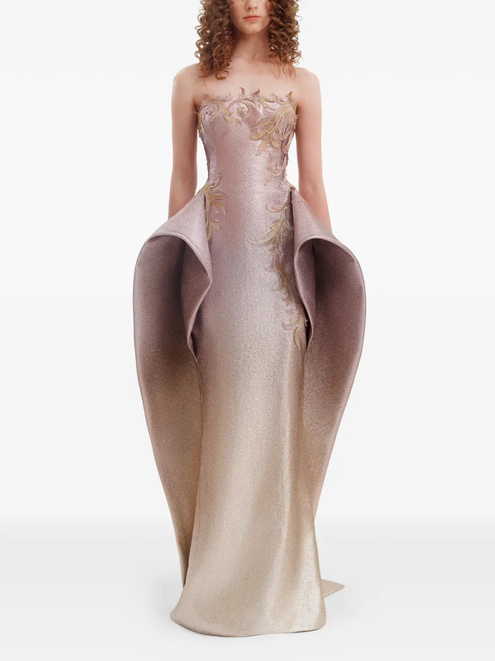 Gemy Maalouf Strapless Ombr&eacute; maxi dress - Beige