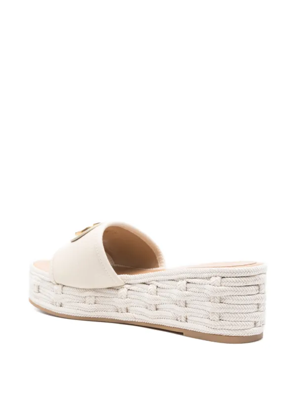 Valentino Garavani logo-plaque Woven Platform Slides | White  display picture 3