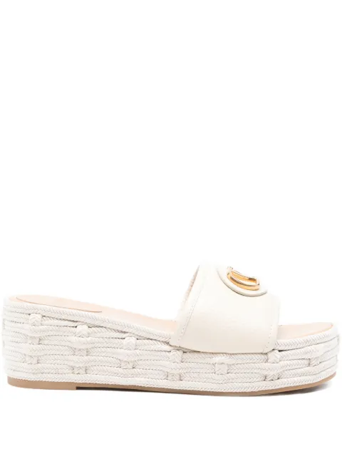 Valentino Garavani logo-plaque woven platform slides