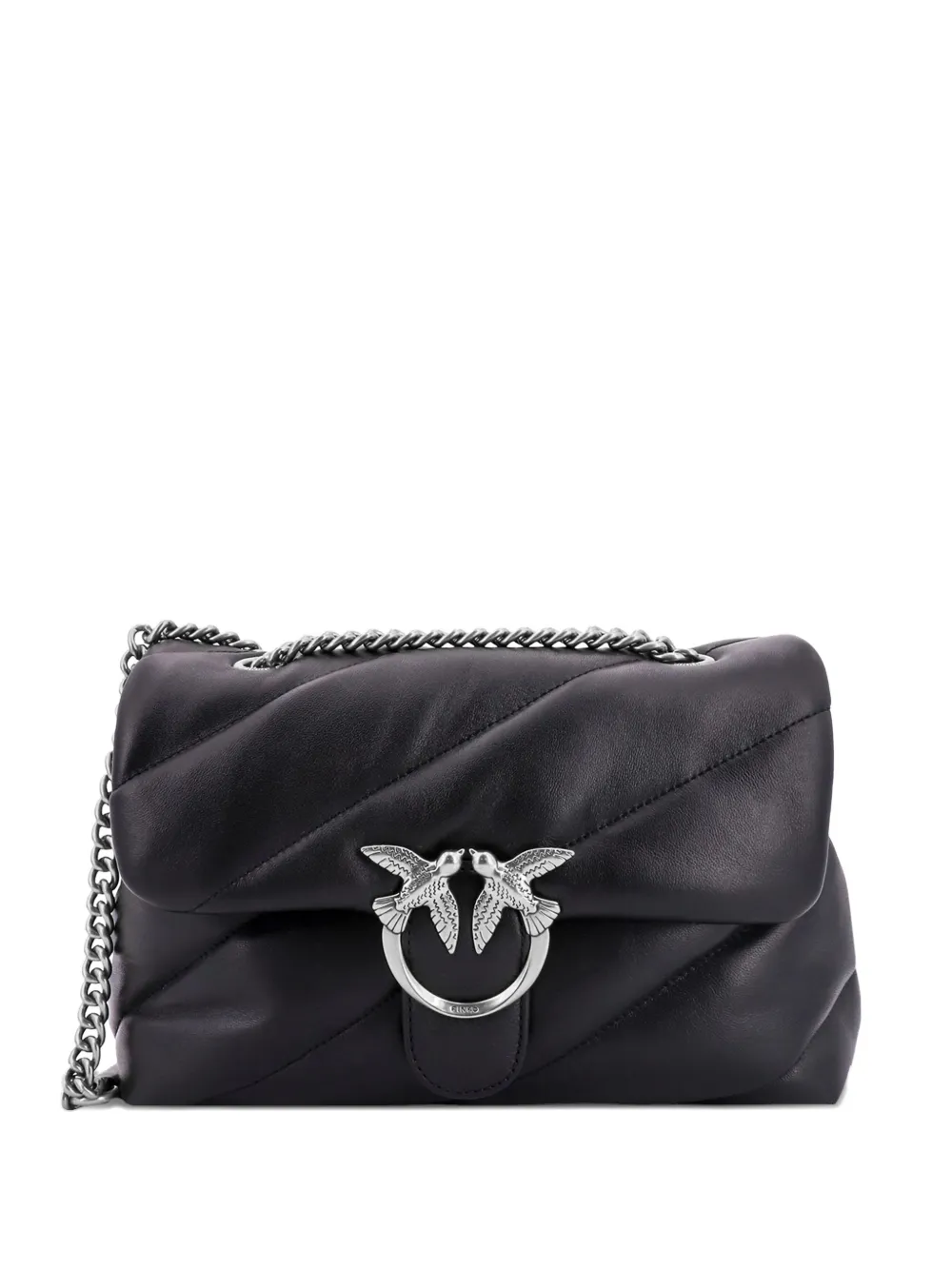 PINKO medium Classic Love matelassé flap leather shoulder bag - Nero