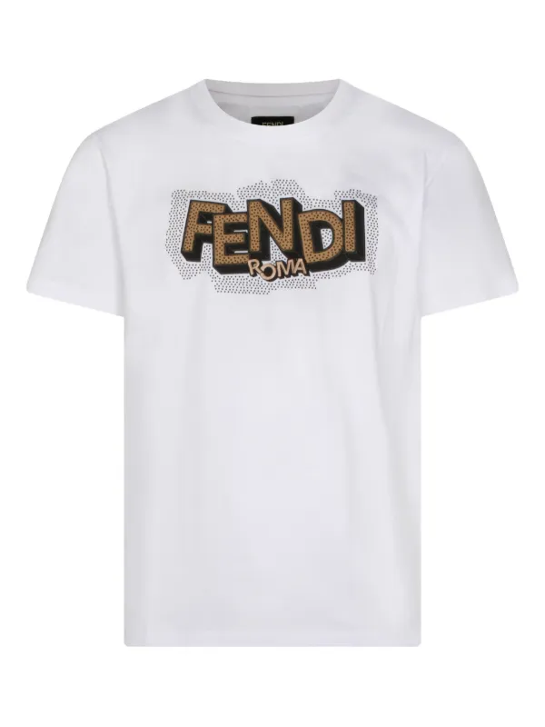 FENDI Camiseta Com Estampa De Logo | Branco | FARFETCH BR