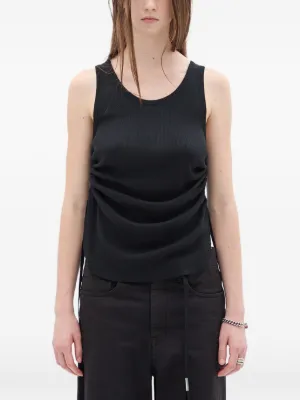 訳あり　Ann Demeulemeester ブラックタンクトップ Ann Demeulemeester Double Ribbed Hems Tank Top (Aura Black) in