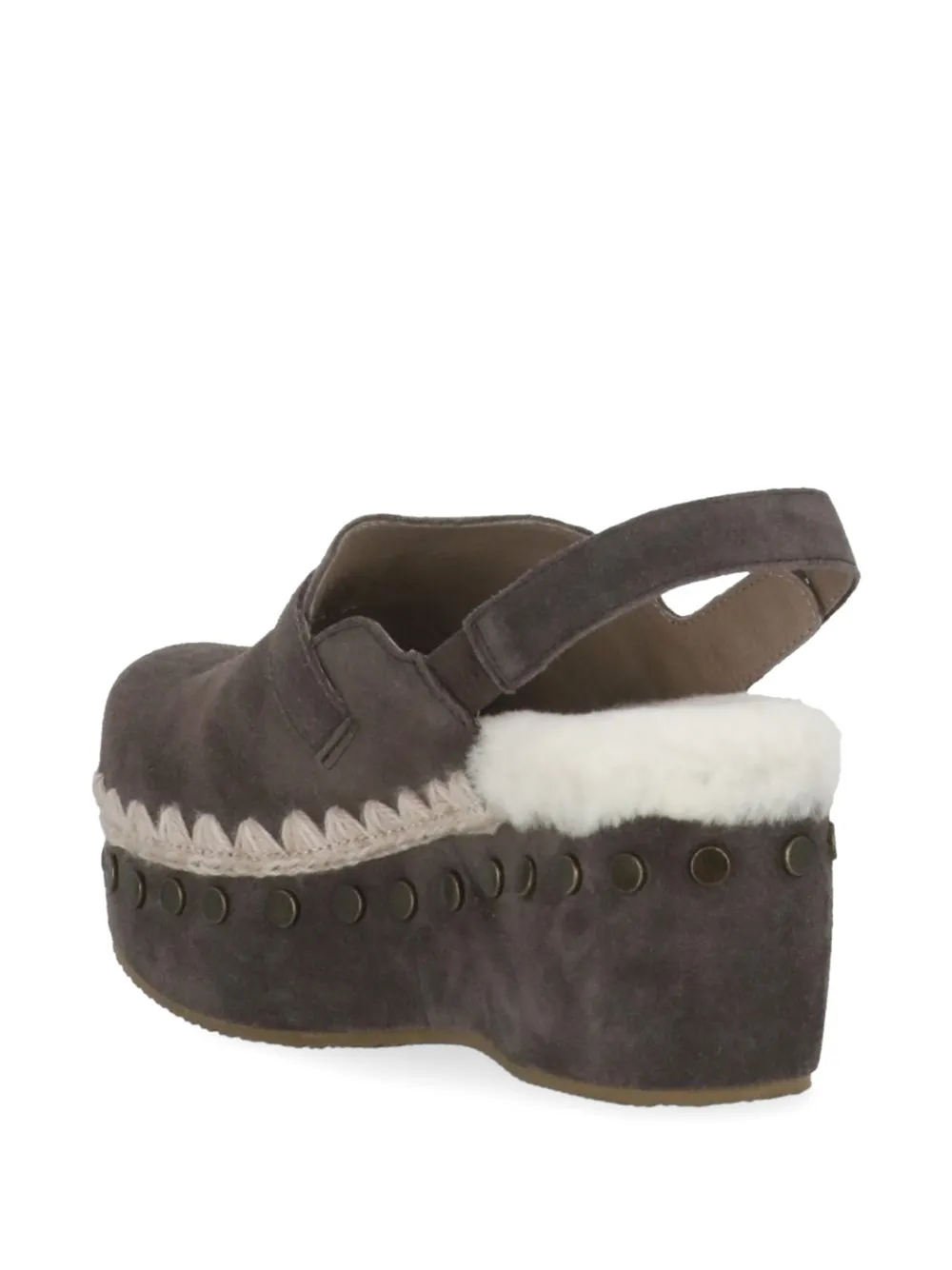 Mou Suède klompen met bandje Grijs