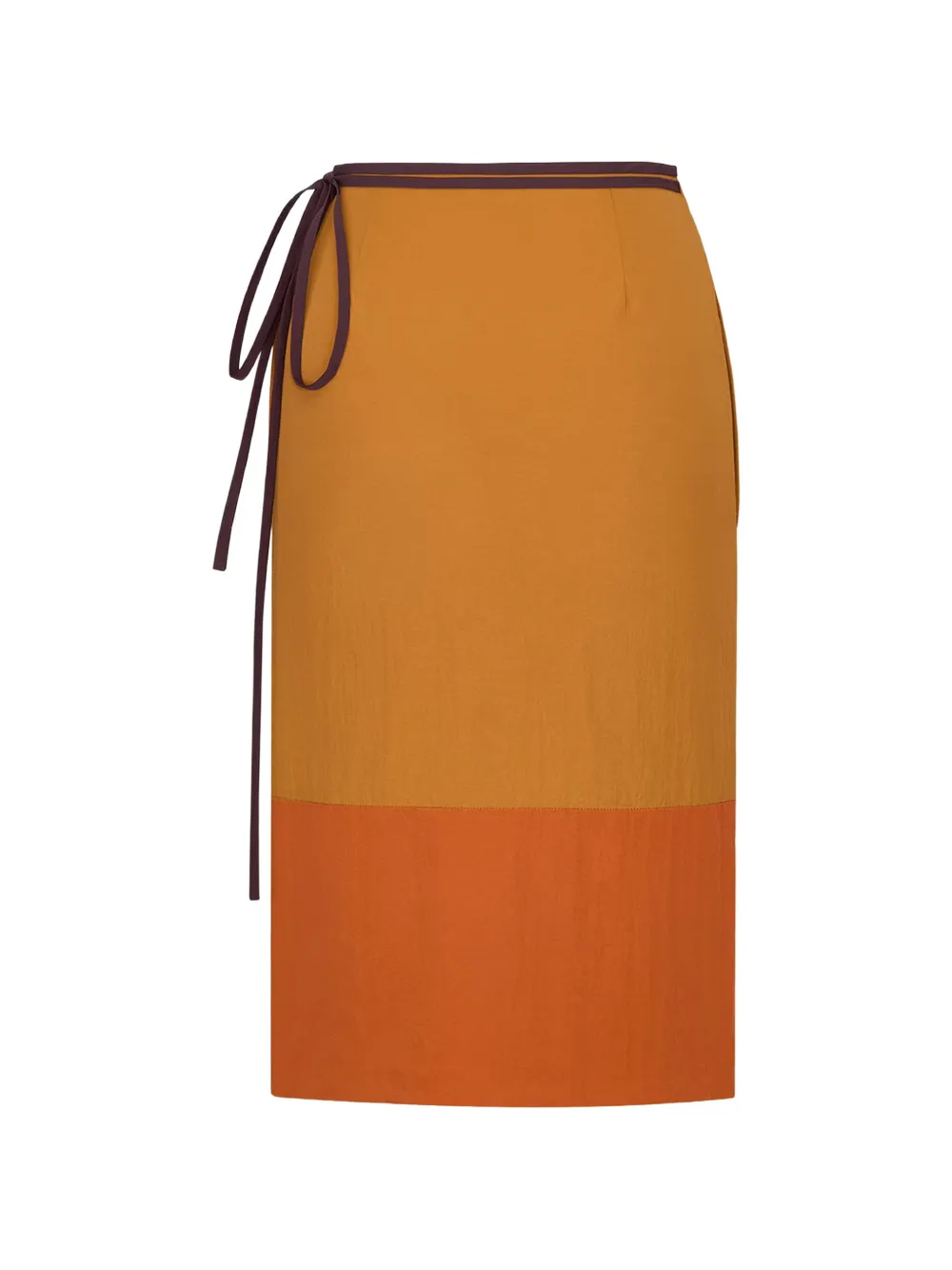  Saint Laurent Tie-detail Colour-block Skirt - Orange 