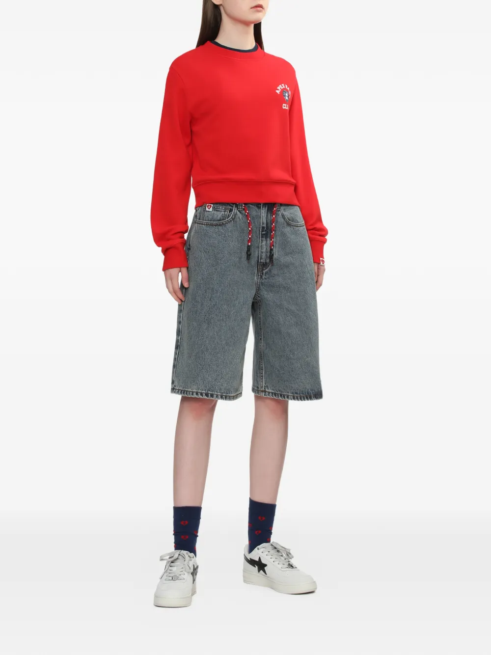  A Bathing Ape® Appliqué Cropped Sweater - Red 