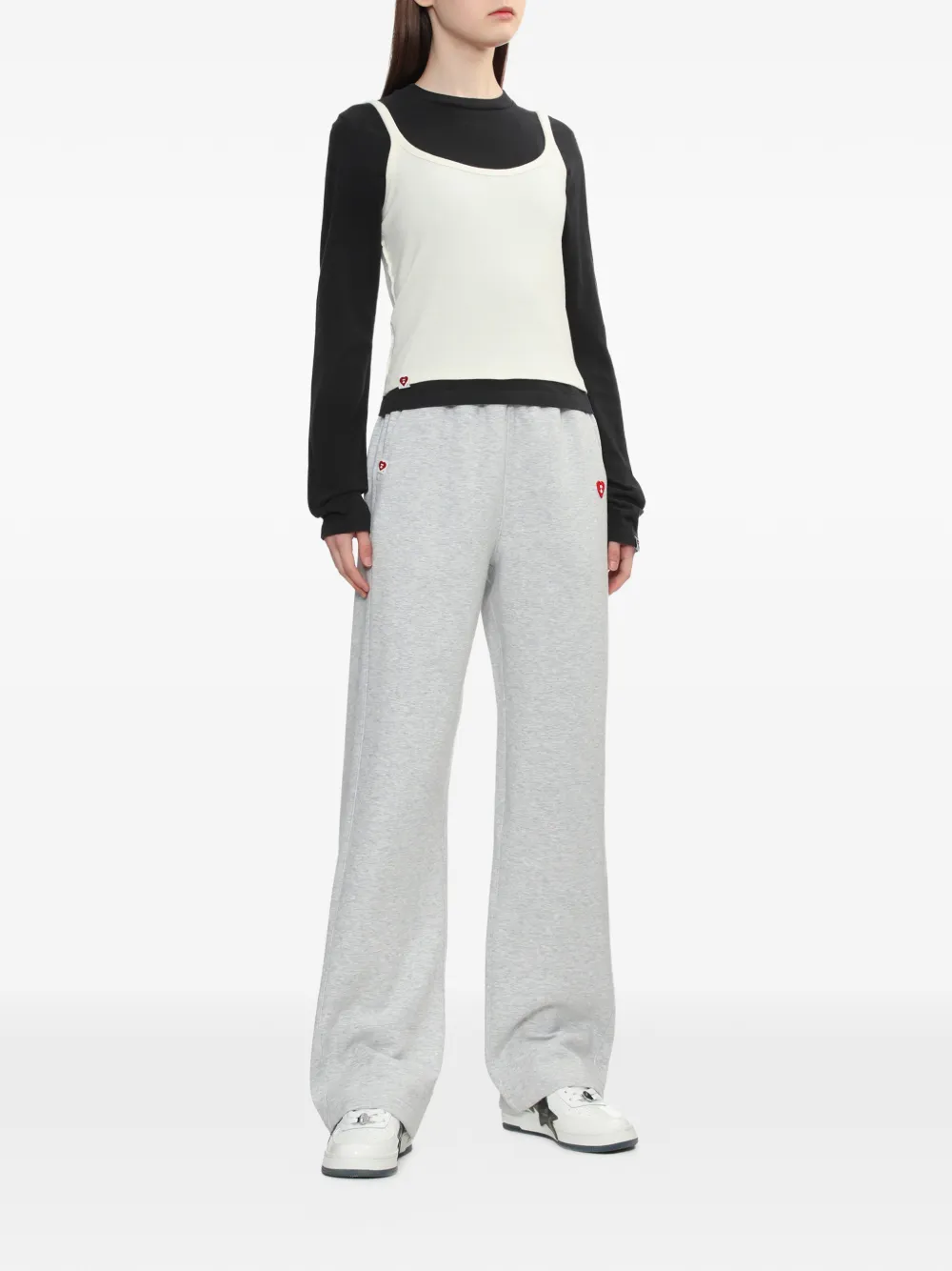 APEE™ by *A BATHING APE embroidery palazzo pants - Grijs