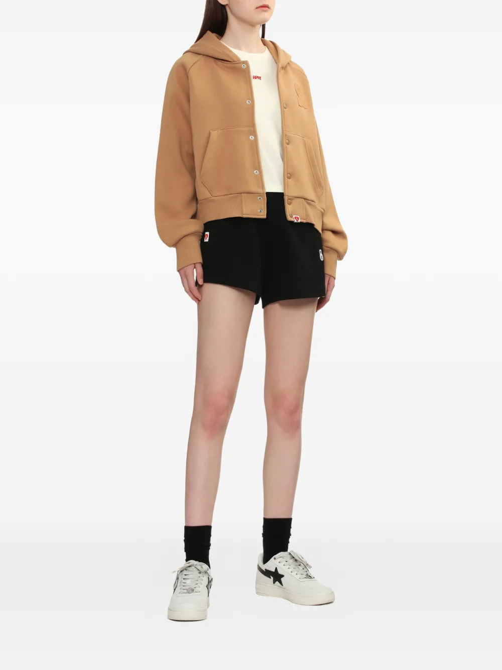 APEE™ by *A BATHING APE appliqu&eacute; button hooded sweater - Bruin