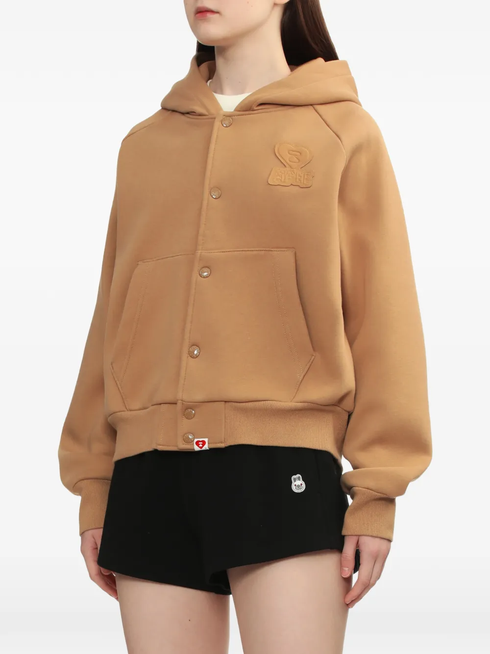  A Bathing Ape® Appliqué Button Hooded Sweater - Brown 