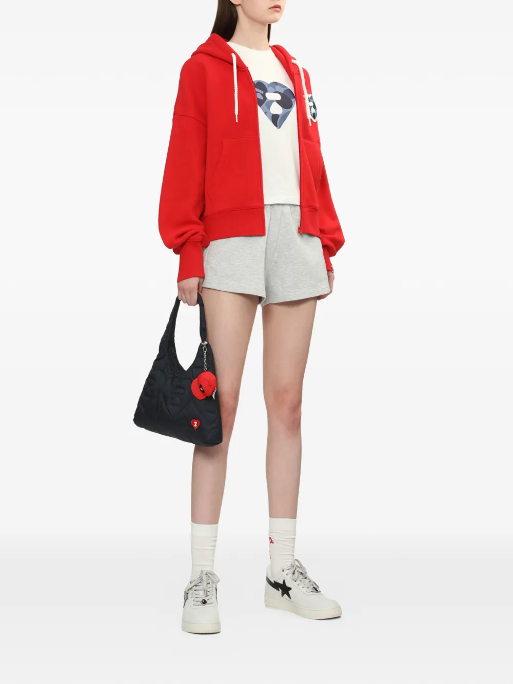 APEE™ by *A BATHING APE heart patch zip hoodie - Rood
