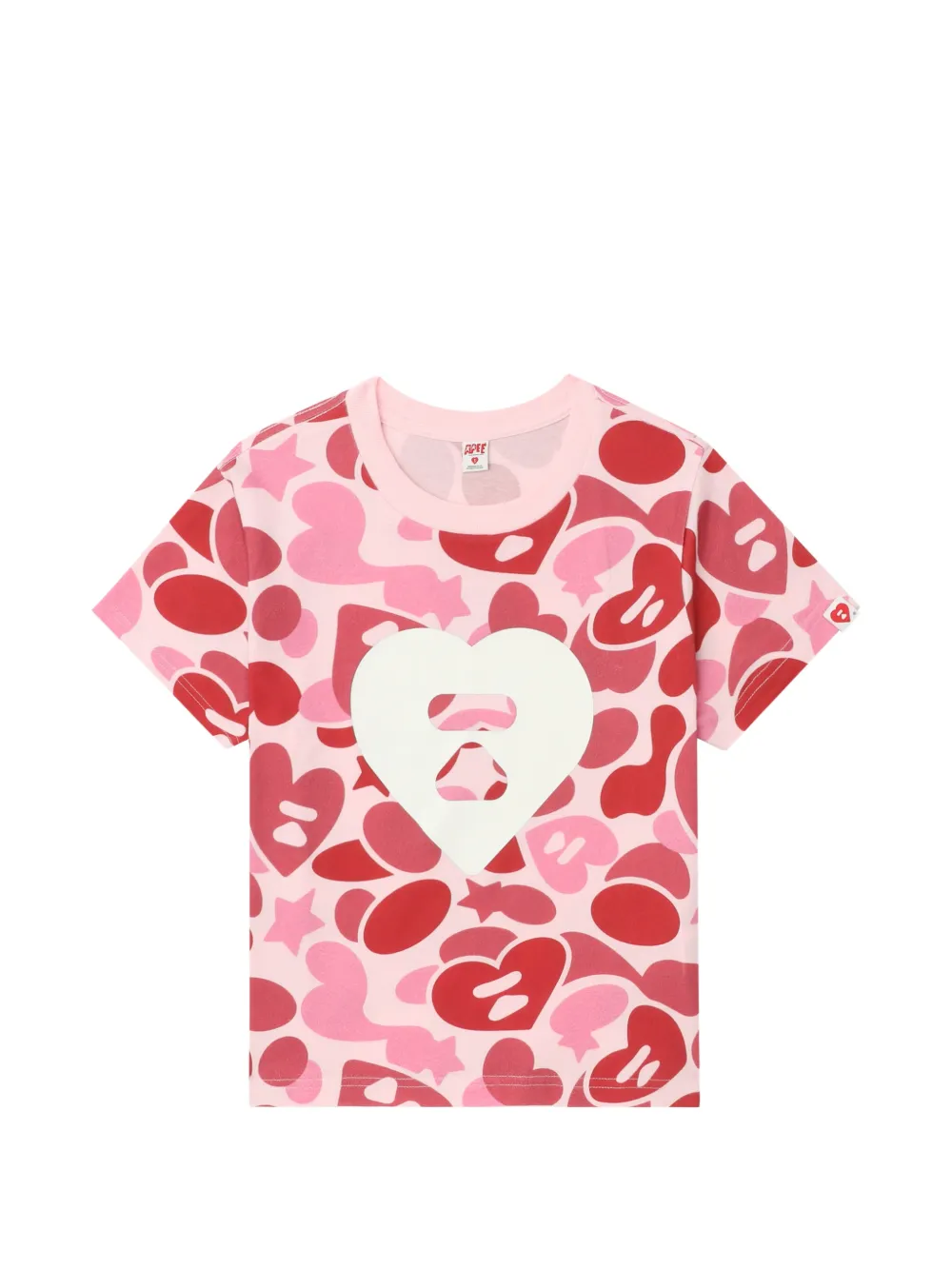 APEE™ by *A BATHING APE® heart pattern T-shirt - Rosa