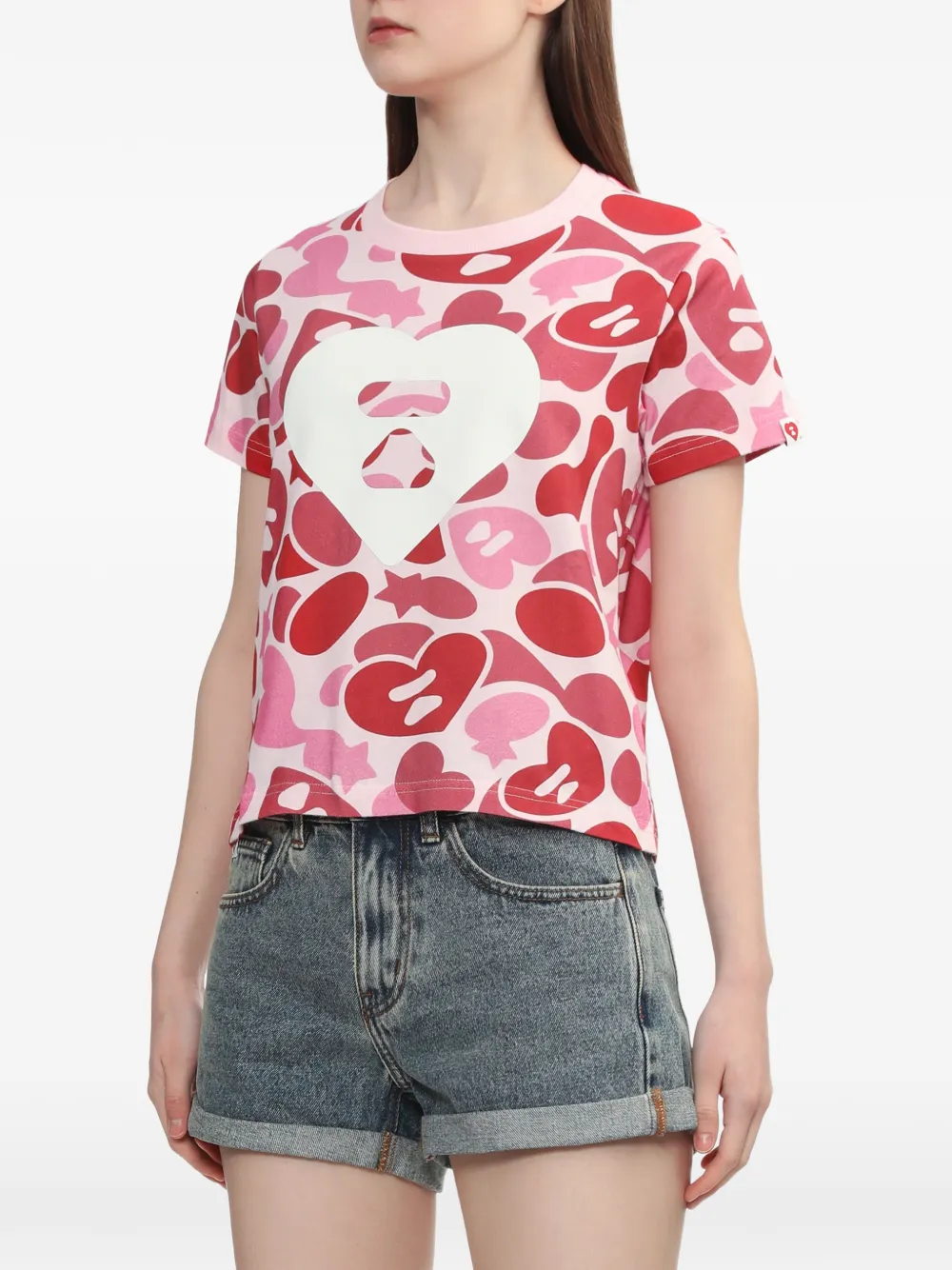  A Bathing Ape® Heart Pattern T-shirt - Pink 