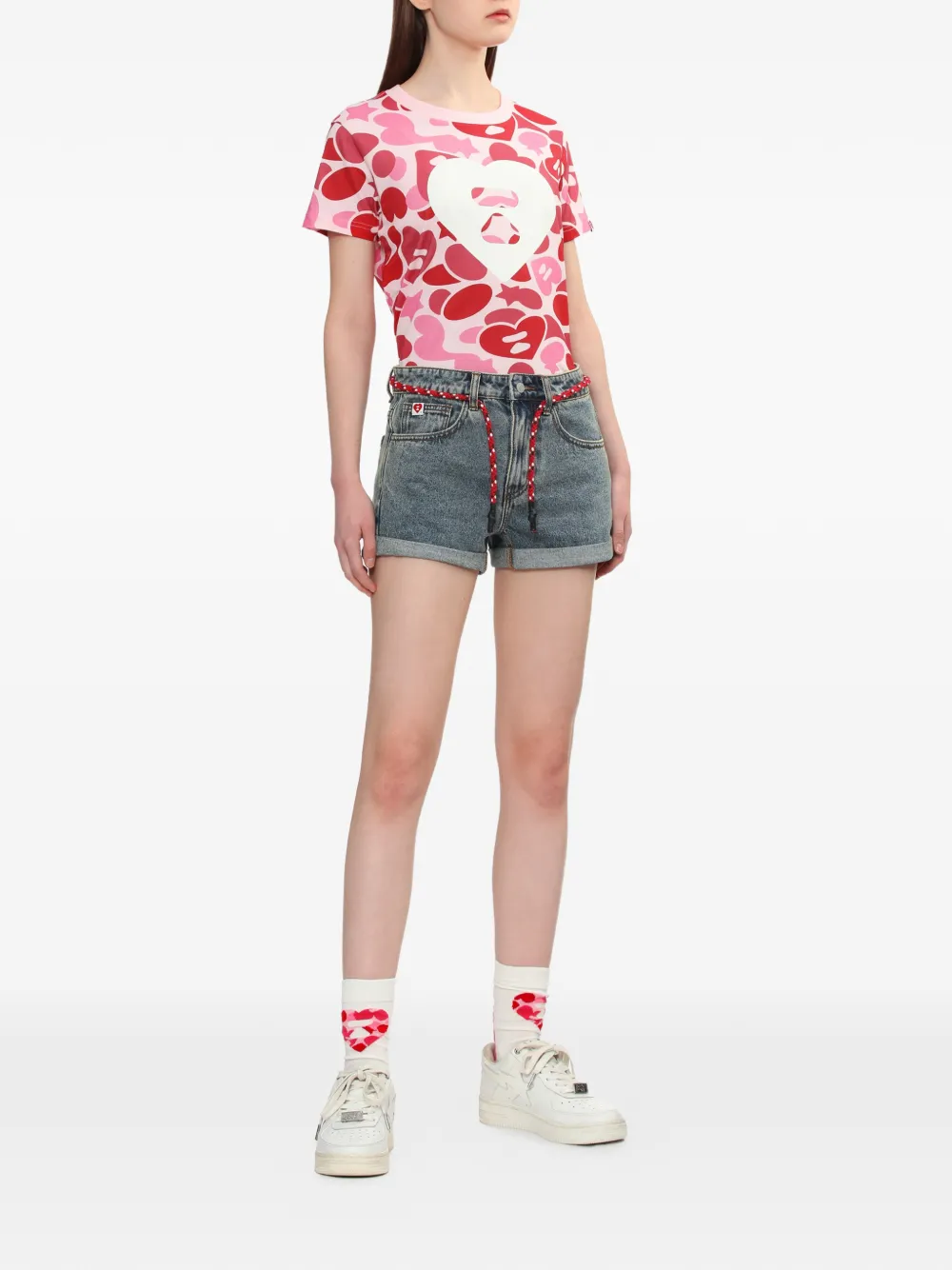  A Bathing Ape® Heart Pattern T-shirt - Pink 