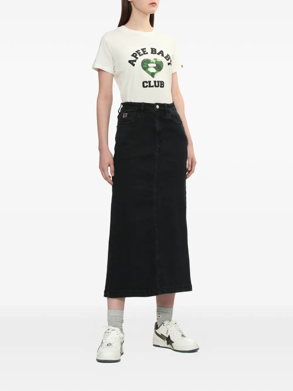 APEE™ by *A BATHING APE denim maxi skirt - Grijs