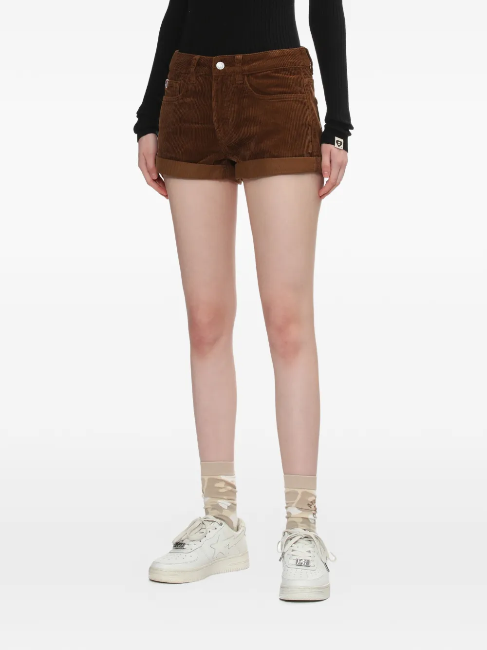  A Bathing Ape® Corduroy Cuffed Shorts - Brown 