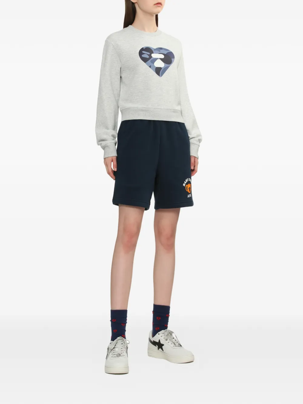  A Bathing Ape® Heart Print Top - Grey 