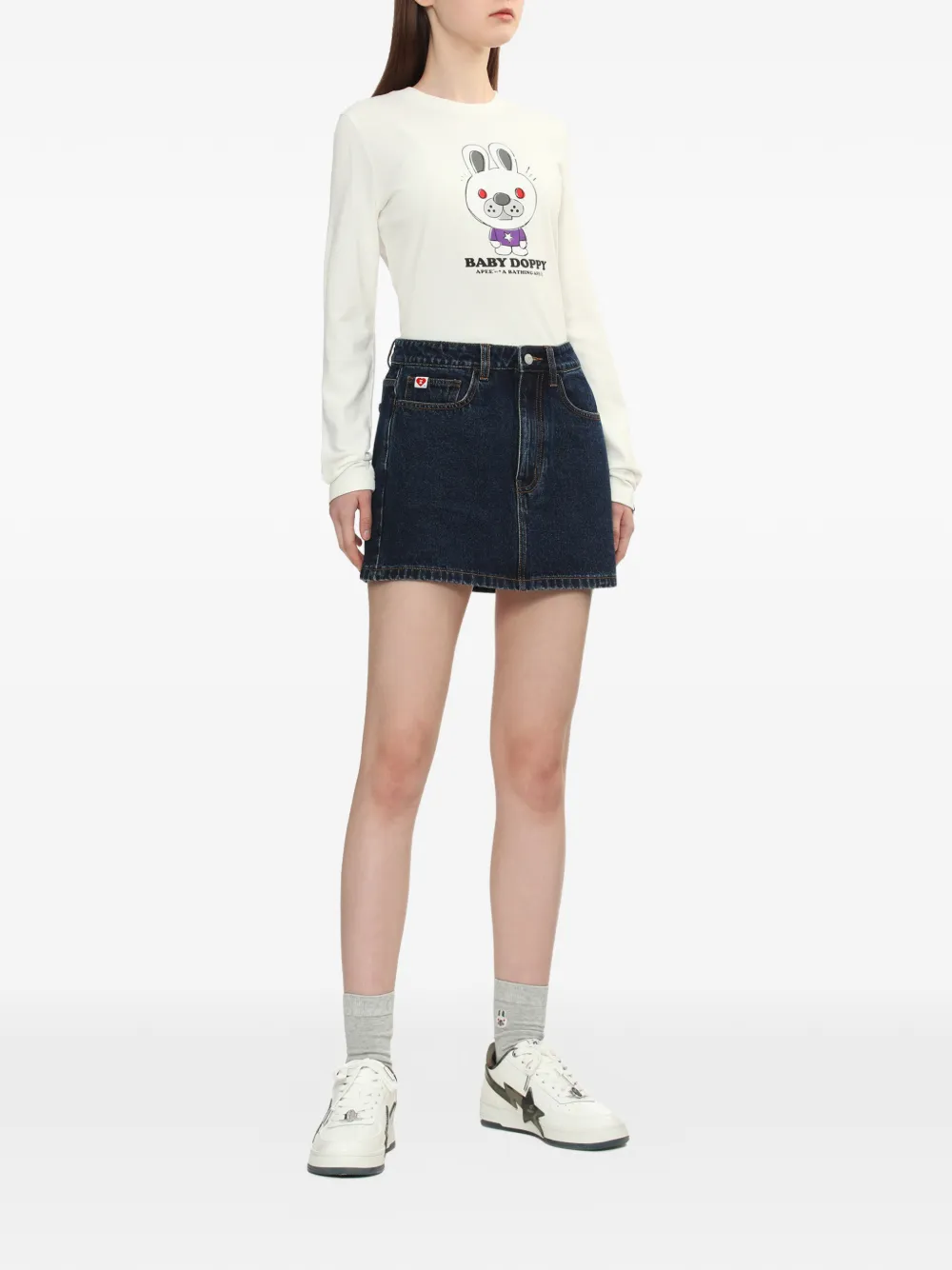 APEE™ by *A BATHING APE heart-motif mini skirt - Blauw