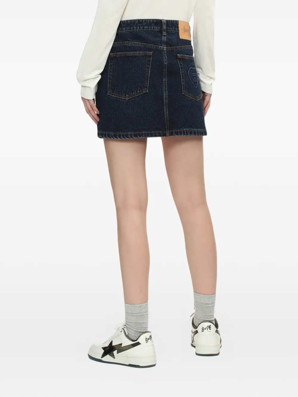 A BATHING APE Mini-rok met hartpatroon Blauw