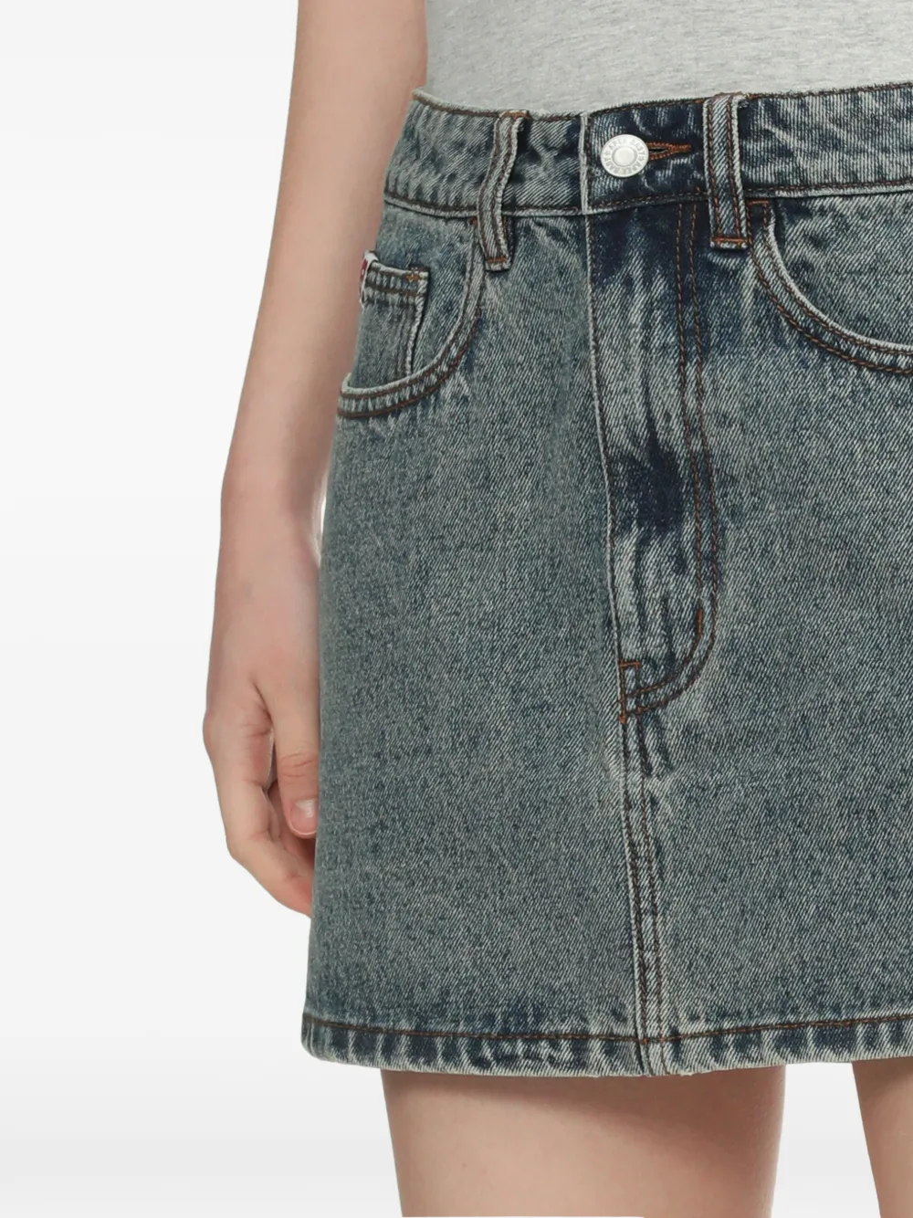 A BATHING APE Denim mini-rok met hartpatroon Blauw