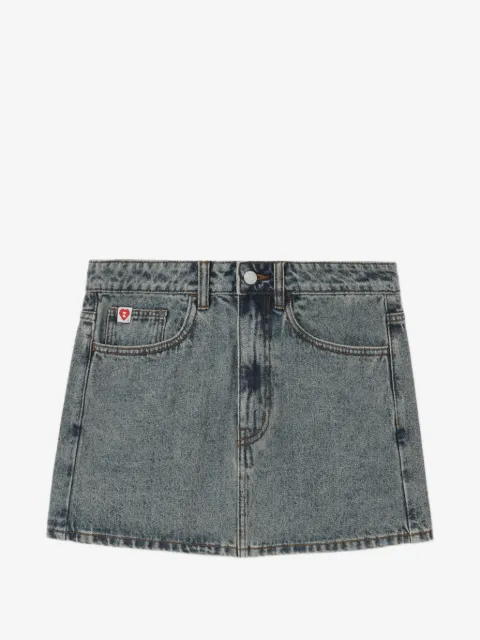 A BATHING APE® heart-motif denim mini skirt