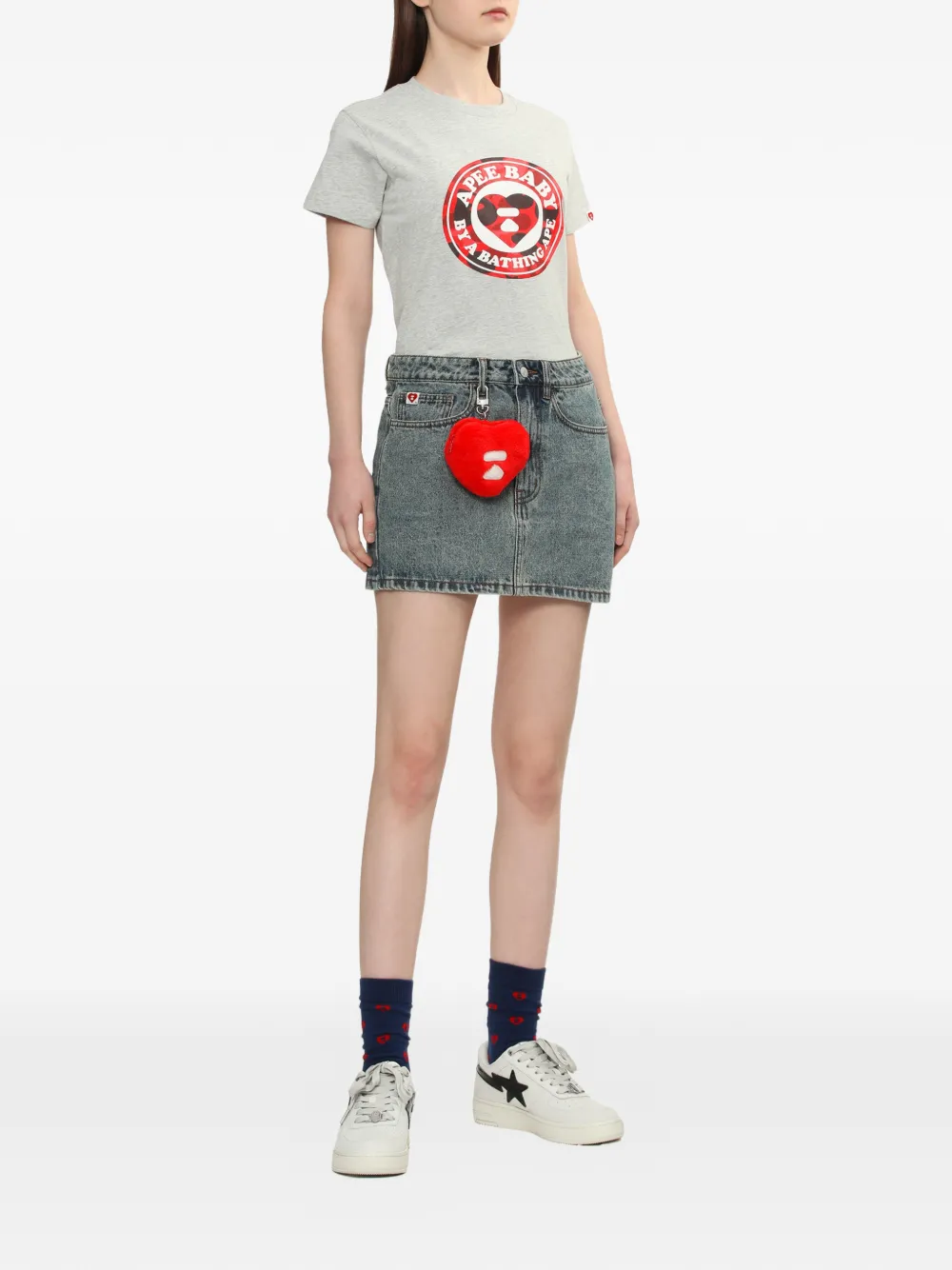 APEE™ by *A BATHING APE heart-motif denim mini skirt - Blauw