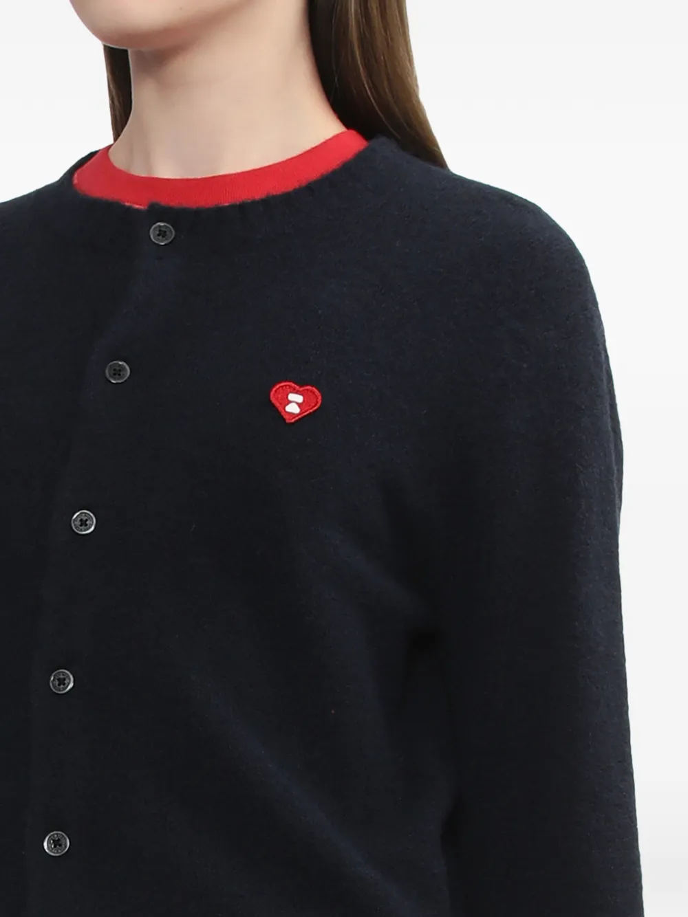 heart-badge buttoned cardigan