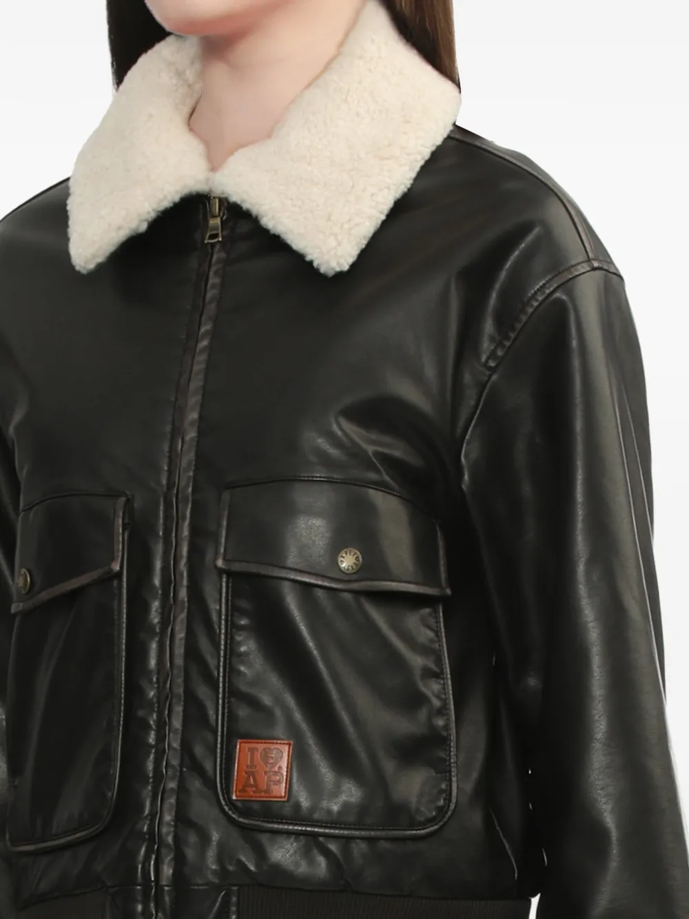 A BATHING APE Jack met lammy kraag en zak Zwart