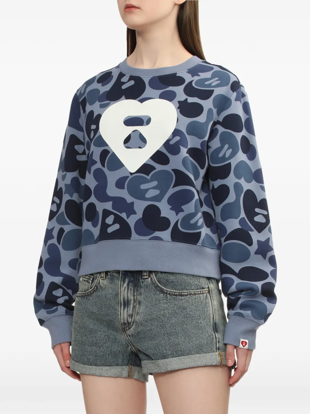  A Bathing Ape® Sudadera Camo Monogram Big Heart - Azul 