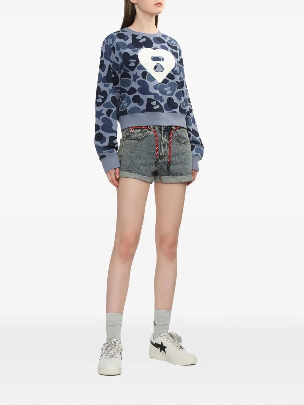  A Bathing Ape® Sudadera Camo Monogram Big Heart - Azul 