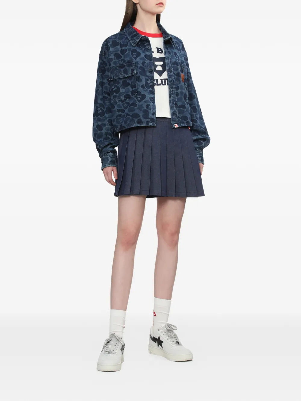 APEE™ by *A BATHING APE heart-badge pleated mini skirt - Blauw