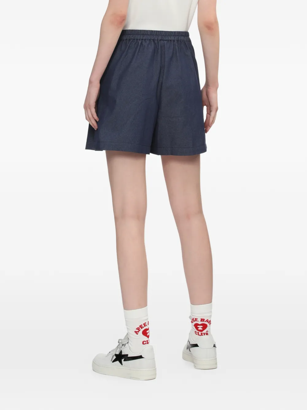 A BATHING APE Mini-plooirok met hartpatch Blauw