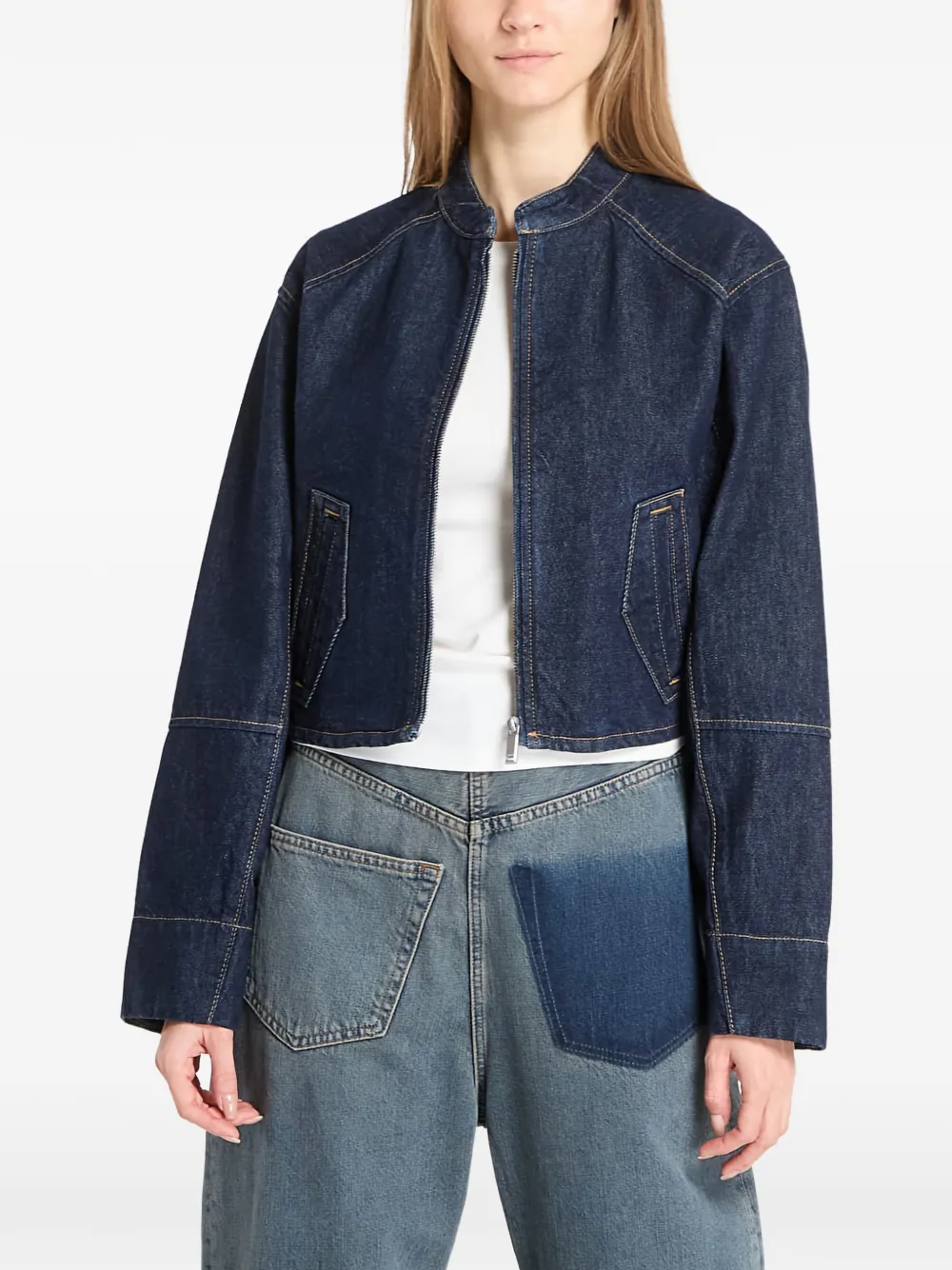 Calvin Klein zip-up denim jacket - Blau