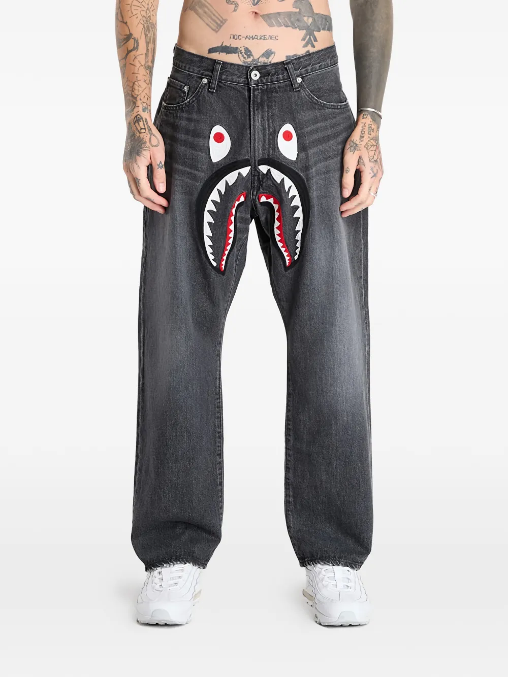 A BATHING APE® Shark loose-fit trousers - Grigio