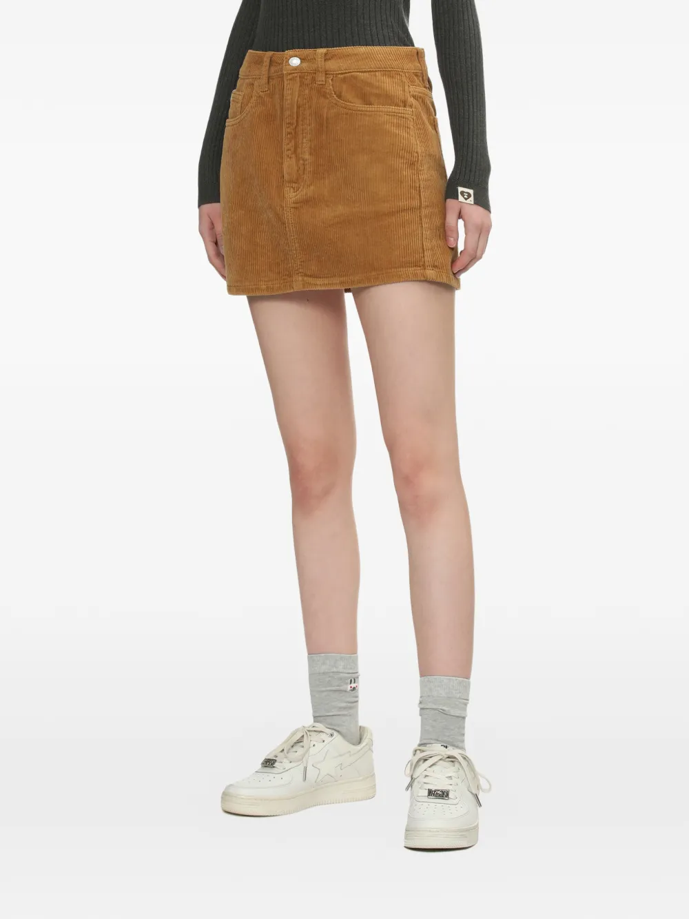  A Bathing Ape® Corduroy Heart Pocket Mini Skirt - Brown 