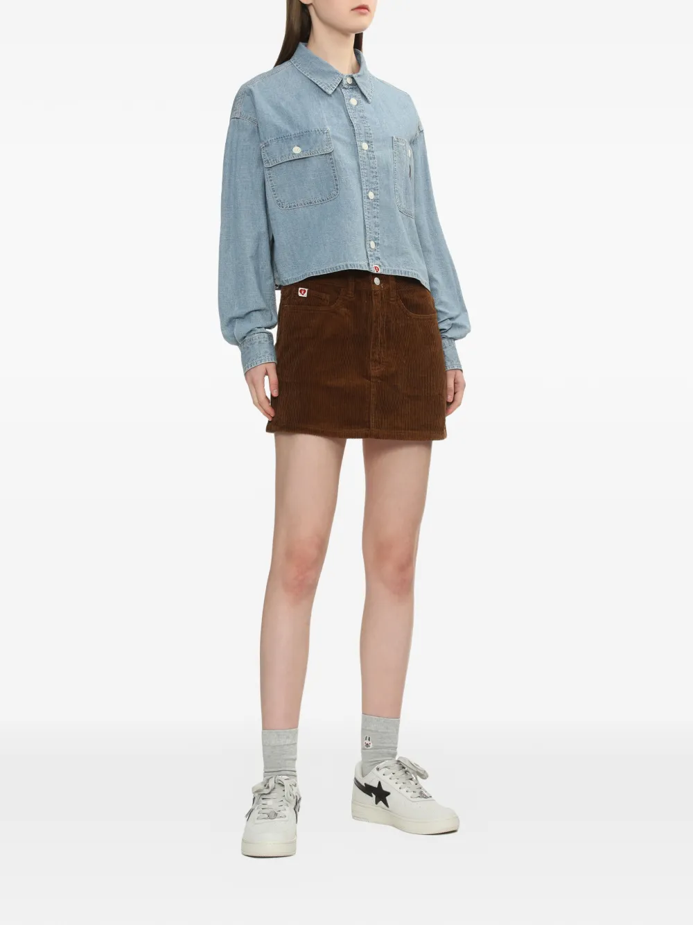 APEE™ by *A BATHING APE heart-motif corduroy mini skirt - Bruin